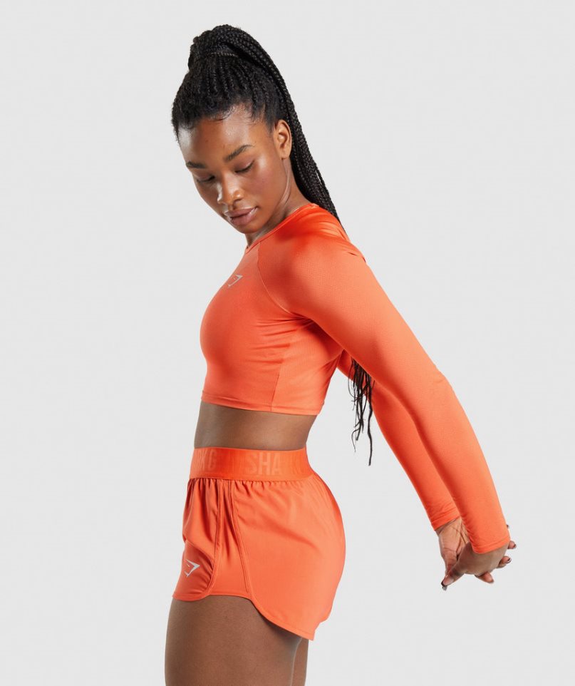 Women's Gymshark Training Long Sleeve Cropped Tops Orange | NZ 8ETYRA